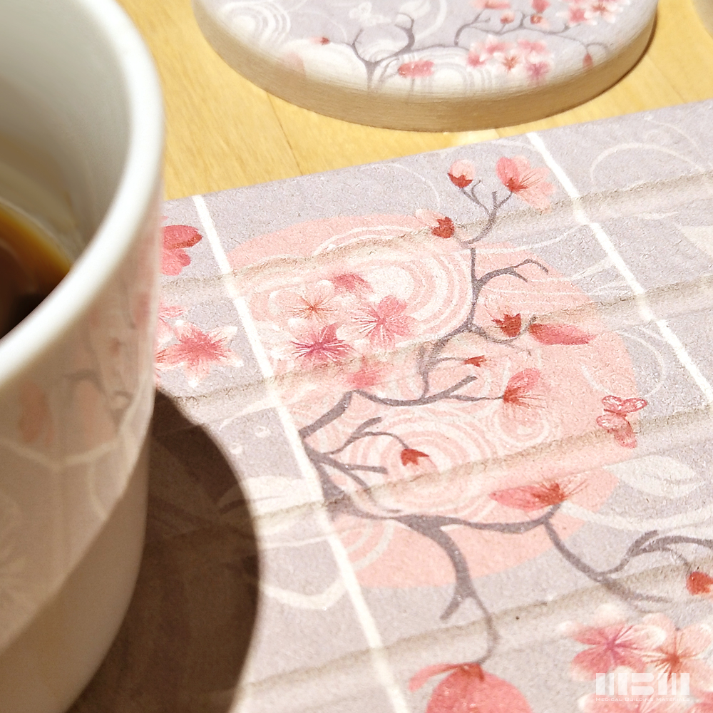 【MBM】Diatomite Coasters Gift Box _ Cherry Blossom Style